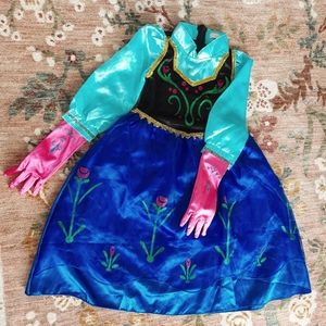 Princess Anna Dress Costume Frozen Deluxe with gloves 2t/3t